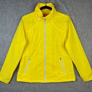 Louis Castel Golf Windbreaker Full Zip Jacket Yellow Hooded Women's Size 100 (M)